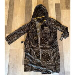 Dogg Supply by Snoop Dogg Lounge Robe Men S Black White Paisley Hood Open Front